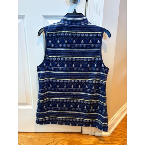 Basic Editions Blue Fair Isle Fleece Zip Up Vest Women's M Warm Winter Layering - Picture 2 of 6